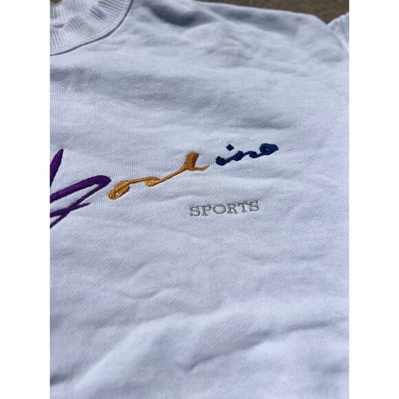 Vtg JK Sports Sweater Unisex Sz Large White Embroidered Logo Crewneck Sweatshirt - Picture 3 of 9